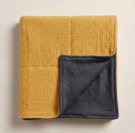 100% pamut takaró- Mustard/Dark Gray
